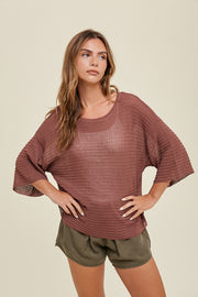 Burgundy Knit Short Sleeve Top