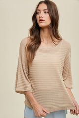 Beige Knit Maternity Short Sleeve Top