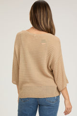 Beige Knit Maternity Short Sleeve Top