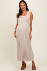 Taupe Sleeveless Knit Maternity Maxi Dress