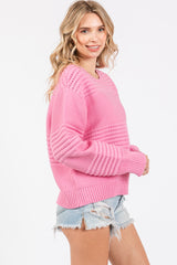 Pink Open Knit Sweater