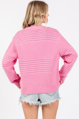 Pink Open Knit Sweater