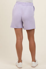 Lavender Raw Hem Maternity Drawstring Shorts