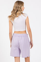 Lavender Raw Hem Drawstring Shorts