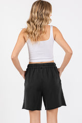 Black Raw Hem Maternity Shorts