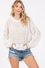 White Open Knit Maternity Sweater