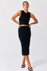 Black Crochet Swimsuit Coverup Top and Skirt Maternity Set