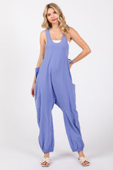 Lavender Racerback Drawstring Side Pocket Jumpsuit