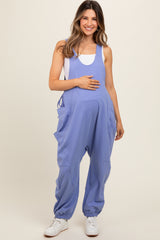 Lavender Racerback Drawstring Side Pocket Maternity Jumpsuit