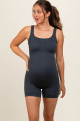 Black Ribbed Essential Body Sculpt Maternity Romper