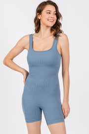 Blue Ribbed Essential Body Sculpt Romper