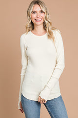 Cream Ribbed Maternity Long Sleeve Top