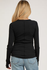 Black Ribbed Maternity Long Sleeve Top