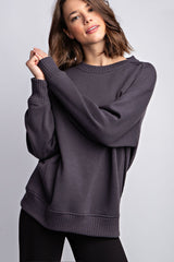 Charcoal Pullover Maternity Terry Crewneck