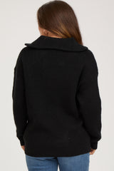 Black Half Zip Maternity Sweater