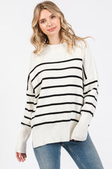 Ivory Striped Drop Shoulder Maternity Sweater