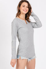 Heather Grey V-Neck Long Sleeve Shirt