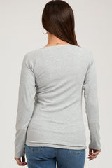 Heather Grey V-Neck Maternity Long Sleeve Shirt