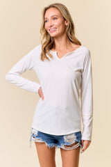 Ivory V-Neck Long Sleeve