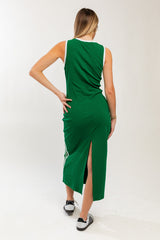 Green Sleeveless Contrasting Stripe Maxi Dress