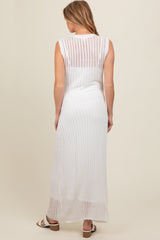 White Sheer Knit Layered Maternity Maxi Dress