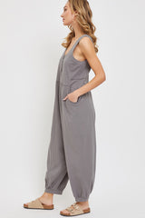 Grey Loose Fit Sleeveless Jumpsuit