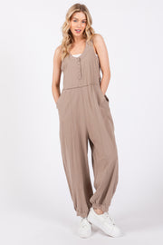 Taupe Loose Fit Sleeveless Jumpsuit