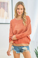 Rust Taupe Stripe Sweater