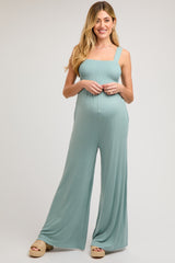 Mint Sleeveless Wide Leg Maternity Jumpsuit