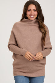 Taupe Funnel Neck Dolman Sleeve Maternity Sweater