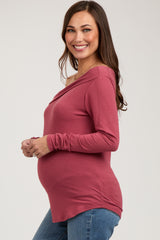 Rust Long Sleeve Off Shoulder Maternity Top