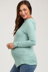 Mint Long Sleeve Off Shoulder Maternity Top