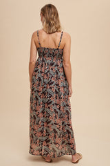 Brown Floral Lightweight Sleeveless Dress