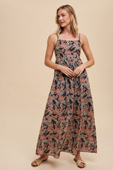 Brown Floral Lightweight Sleeveless Dress