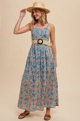 Blue Floral Lightweight Sleeveless Dress