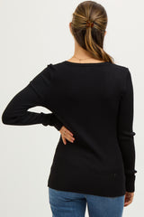 Charcoal Ribbed Maternity Henley Top