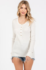 Cream Ribbed Maternity Henley Top