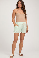 Mint Green Faded Wash Maternity Drawstring Shorts