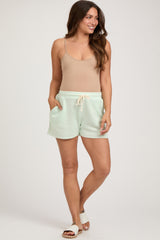 Mint Green Faded Wash Maternity Drawstring Shorts