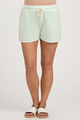 Mint Green Faded Wash Maternity Drawstring Shorts