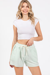 Mint Green Faded Wash Maternity Drawstring Shorts