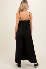 Black V-Neck Sleeveless Wide Leg Maternity Jumpsuit