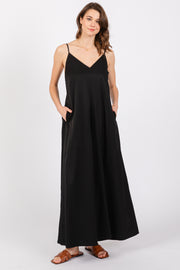 Black V-Neck Sleeveless Wide Leg Jumpsuit