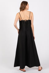 Black V-Neck Sleeveless Wide Leg Jumpsuit