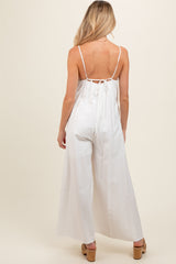 Ivory V-Neck Sleeveless Wide Leg Maternity Jumpsuit