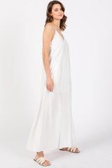 Ivory V-Neck Sleeveless Wide Leg Jumpsuit