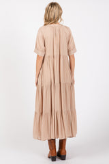 Mocha Lightweight Flowy Tiered Maxi Dress