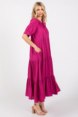 Magenta Lightweight Flowy Tiered Maxi Dress