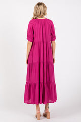 Magenta Lightweight Flowy Tiered Maxi Dress