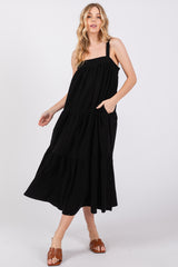 Black Tiered Midi Dress